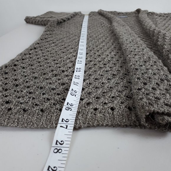 JANA Taupe Open Front Crochet Cardigan - Picture 7 of 14